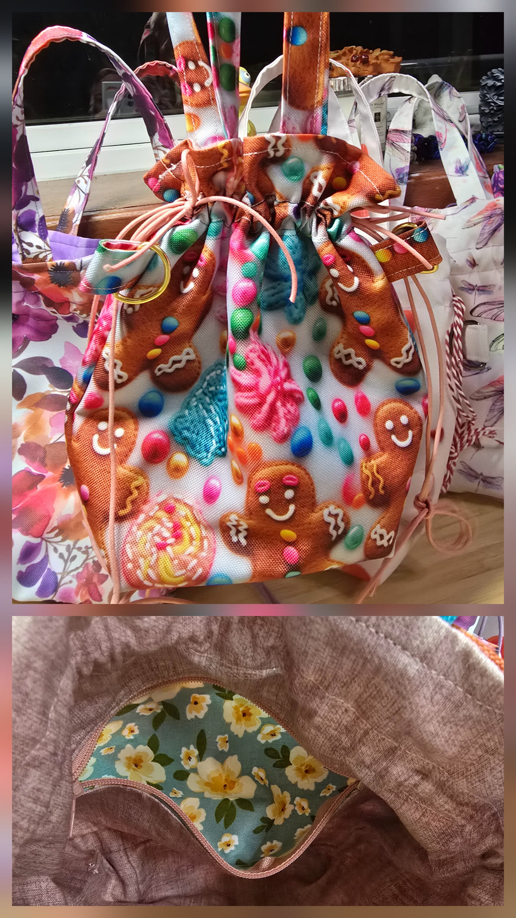Waterproof Floral Vibrant Drawstring Bag