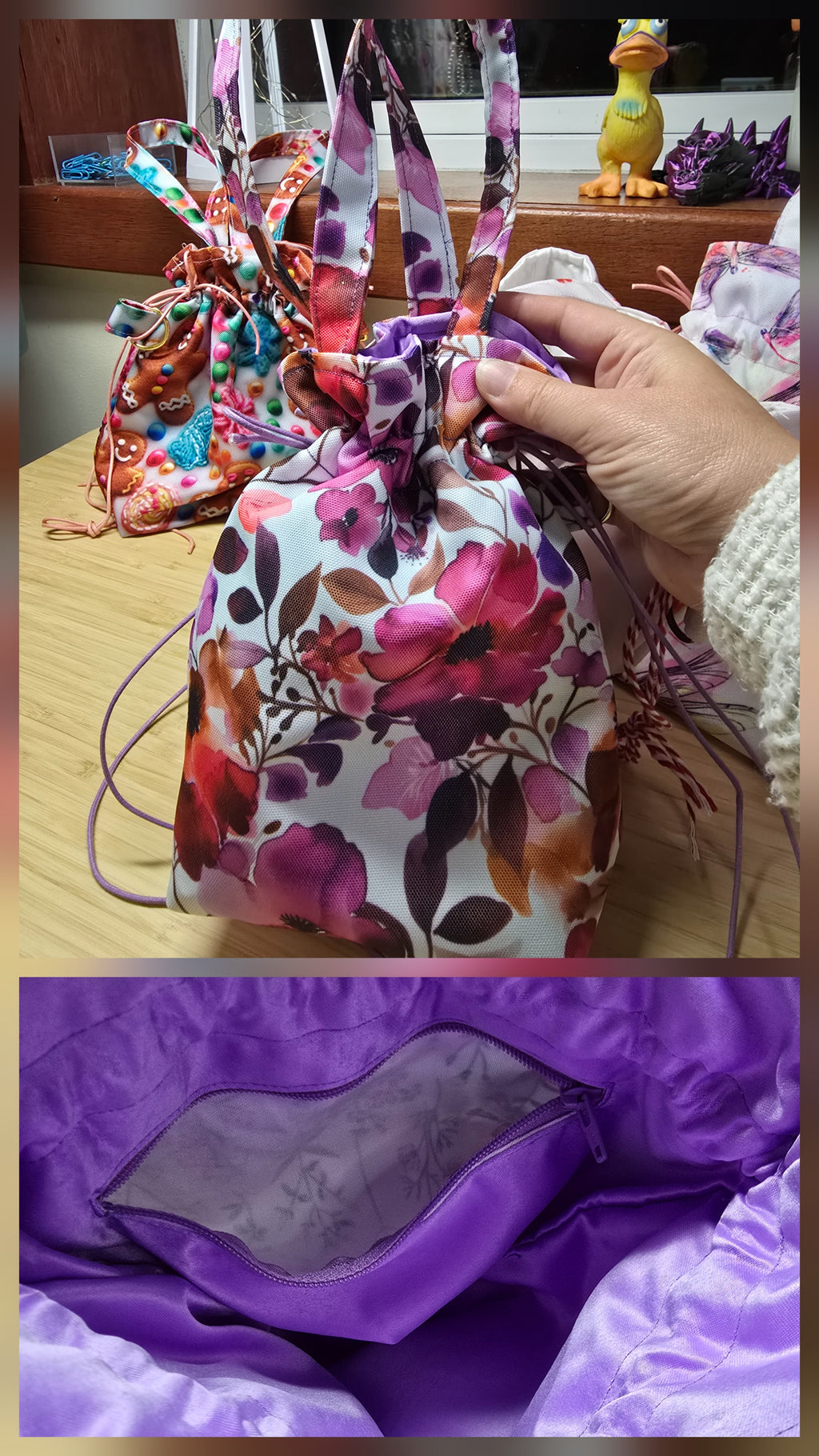 Waterproof Floral Vibrant Drawstring Bag